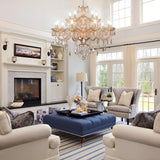 Luxury K9 Crystal Amber Color Modern Classic 15 Lights Ceiling Chandelier with Adjustable Height E12 Candelabra Base Fixture for Dining Room Kitchen Living Room A110-B0D1YB6GBM