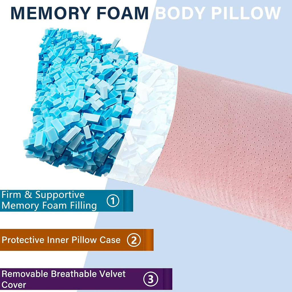 Body Pillow, Memory Foam Body Pillows for Adults Sleeping, Long Pillow for Bed, Big Large Firm Full Body Pillow for