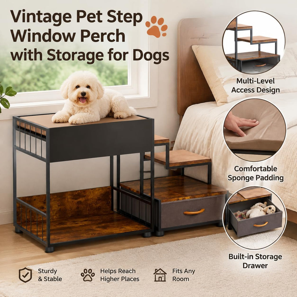 Pet Step Bedside Lounge, Multi-Level Platform for Dogs