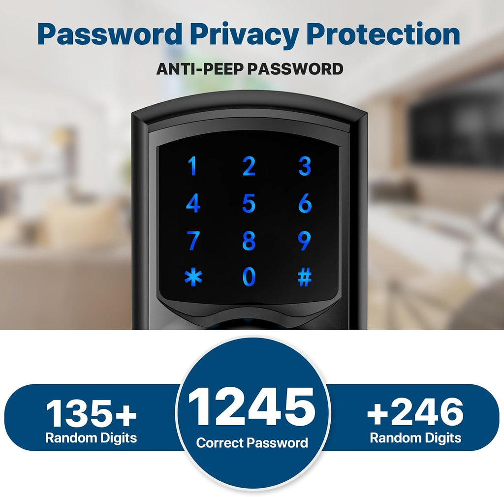 Keyless Entry Door Knob Electronic Digital Keypad Lock Matte Black 1Pack