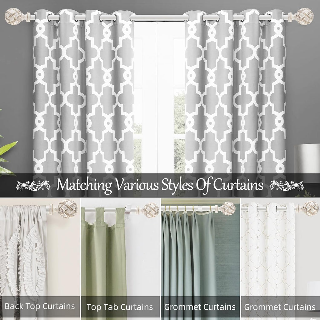 Single Curtain Rod for Windows : 1 inch Diameter Adjustable Curtain Rod, Heavy Duty Curtain Rod