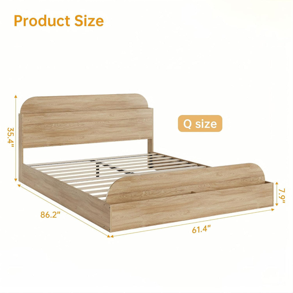 Bed Frame, Floor Low Platform Bed, Natural