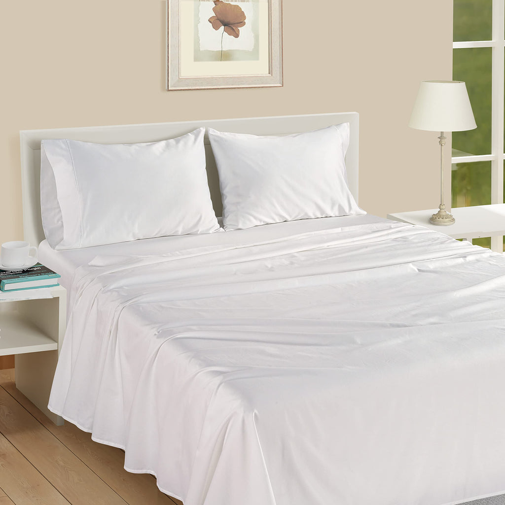 King Size Pillow Case Set of 2 100% Egyptian Cotton Cases Sateen White Cooling Cover - Perfect Hotels & Hospital Use