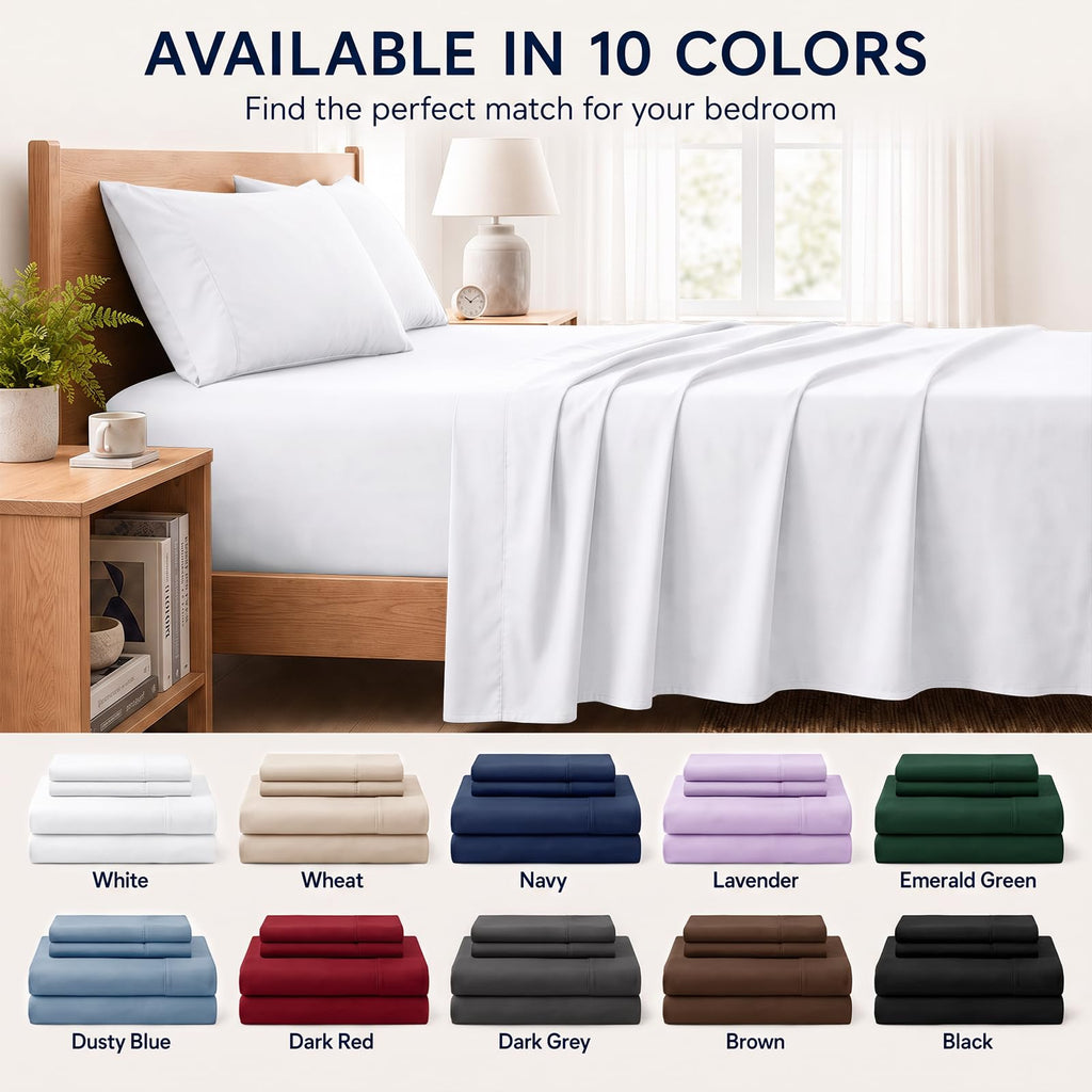 4-Piece California King Sheet Set, 21-Inch Extra Deep Pocket, White