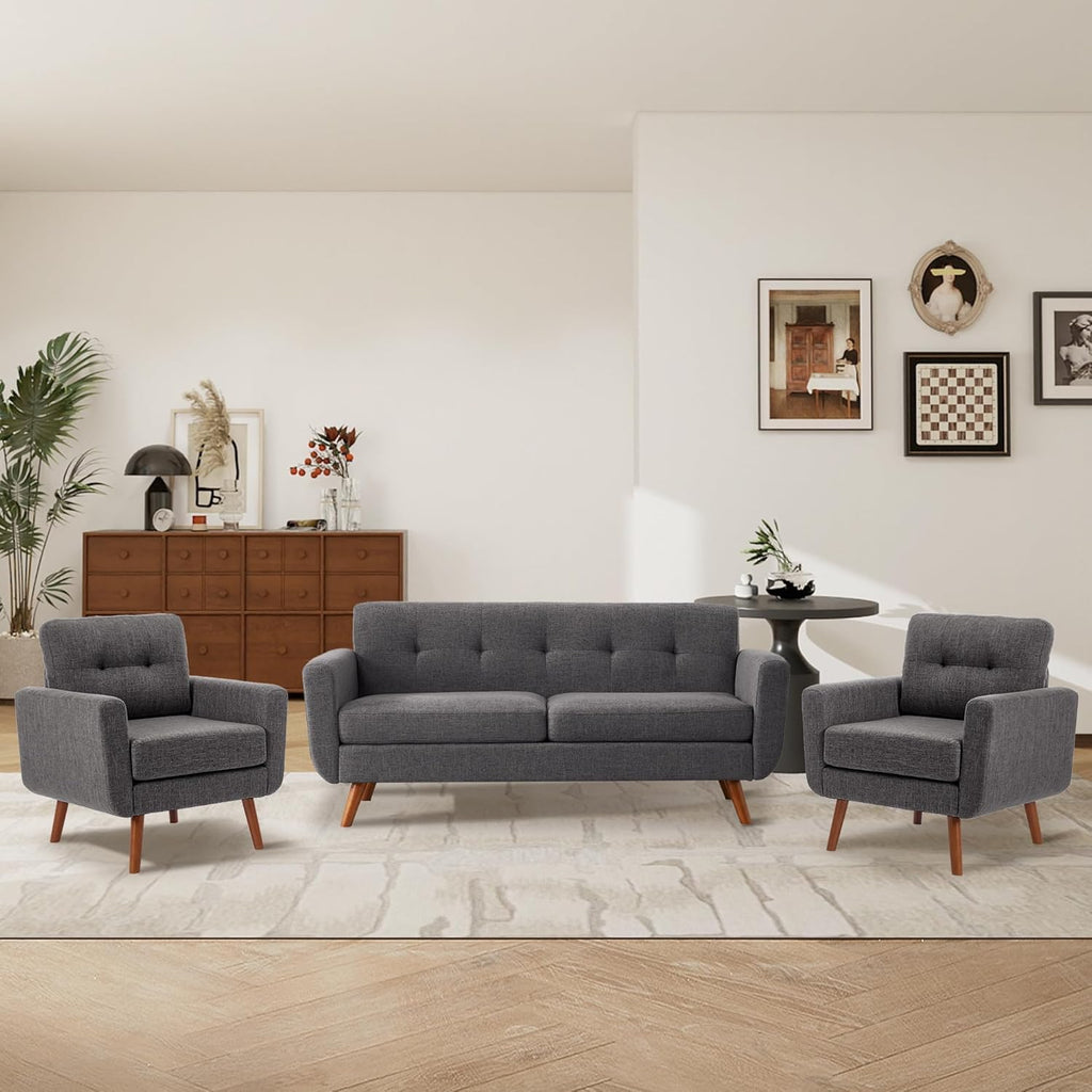 Accent Chair, Reading Chair, Mid Century Modern Arm Chair, Button Tufted Upholstered Accent Chairs Sofa with Solid