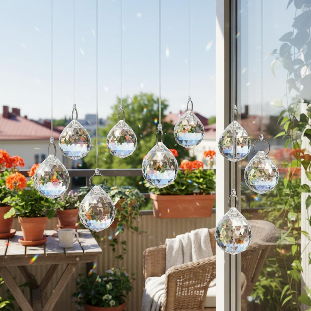48pcs 20mm Clear Crystal Ball Prism with 48 Rings - Sun Shine Catcher Rainbow Pendants Maker Hanging Crystals