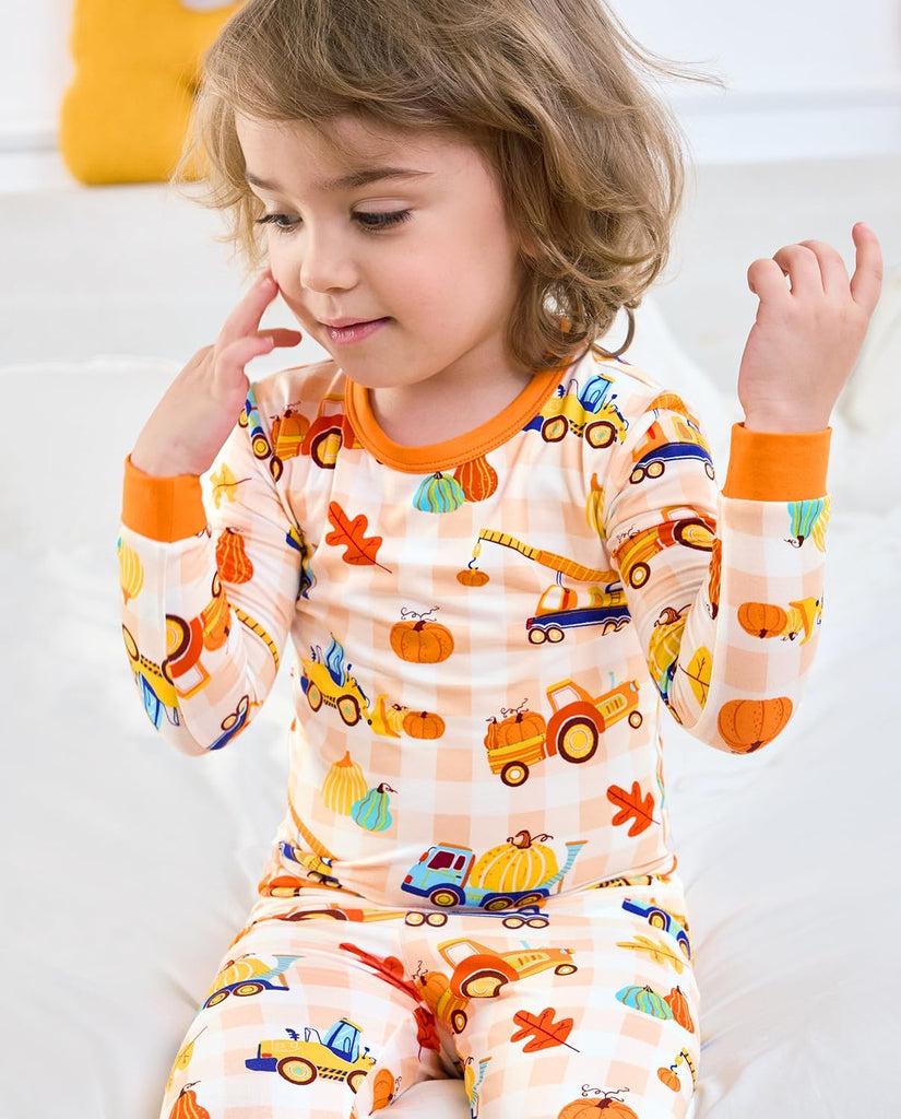 Bamboo Viscose Toddler Kids Pajamas Set, Long Sleeve Boys