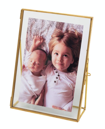 6x8 Gold Photo Frame Vintage Style Antique Gold Standing Picture Frames with Pressed Glass, Brass (6 x 8)