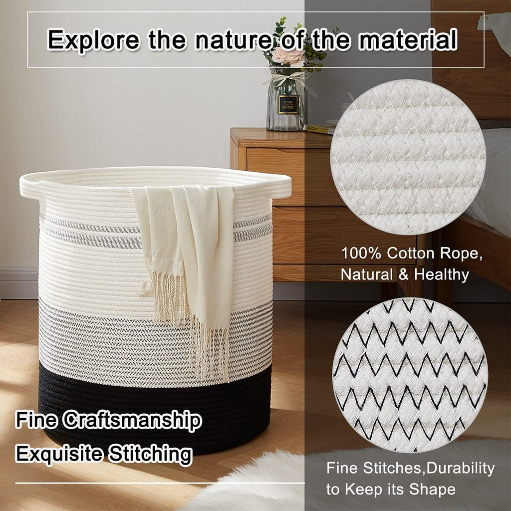 80L Laundry Hamper,Storage Basket with Handles,Decorative Basket ,Woven Storage Basket for Toys Bin,Pillows