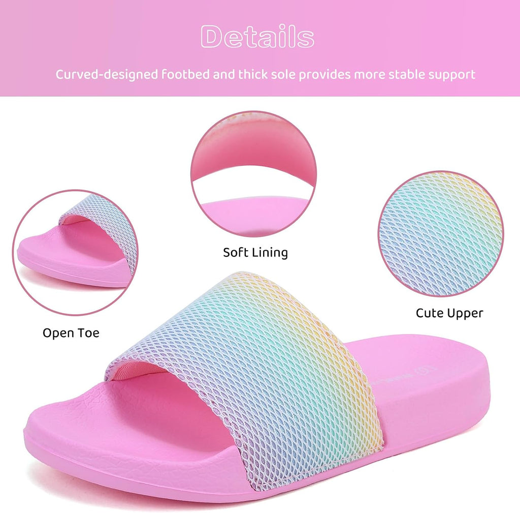Girls & Boys Slide Sandals Kids Summer Slippers Slip On for Outdoor Beach Pool Shower (Little Kid/Big Kid)