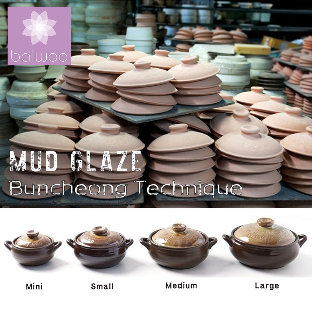 Korean Pot [Buncheong] MUD GLAZE Earthenware Ttukbaegi, Natural Ceramic Clay Cooking Pot Casserole, Heat Resistant