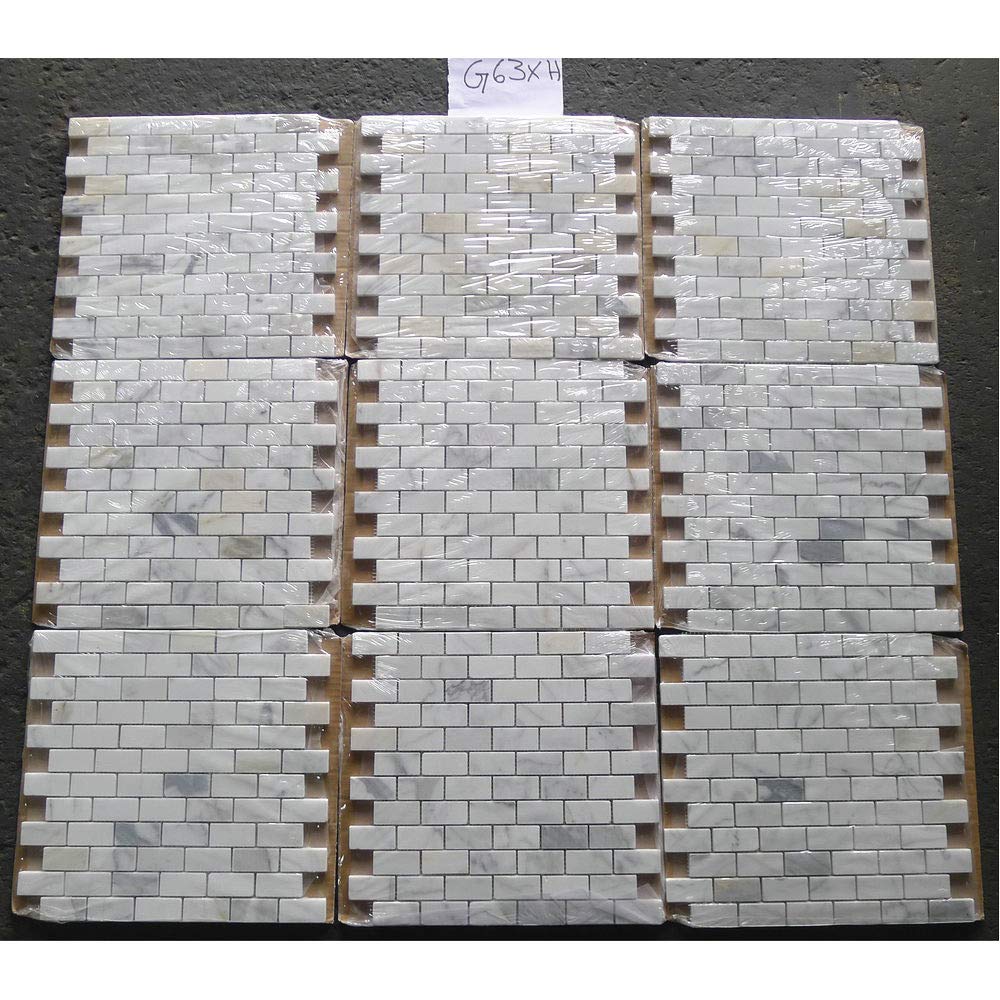 Calacatta Gold Marble 1x2 Medium Brick Mosaic Tile Honed Kitchen Bath Wall Floor Backsplash Shower (1 Sheet)