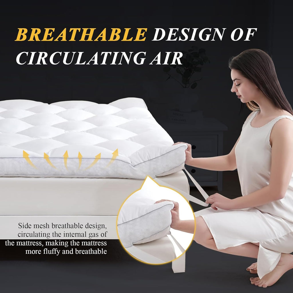 3 Inch Full Mattress Topper, Ultra Thick and Fluffy Supportive Memory Foam Mattress Topper for Body Pain, Mattress