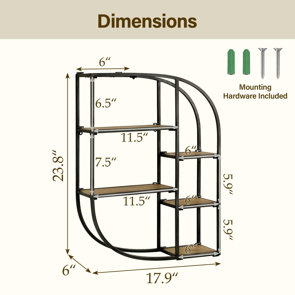 6 Tier Industrial Style Foldable Unique Wall Shelf