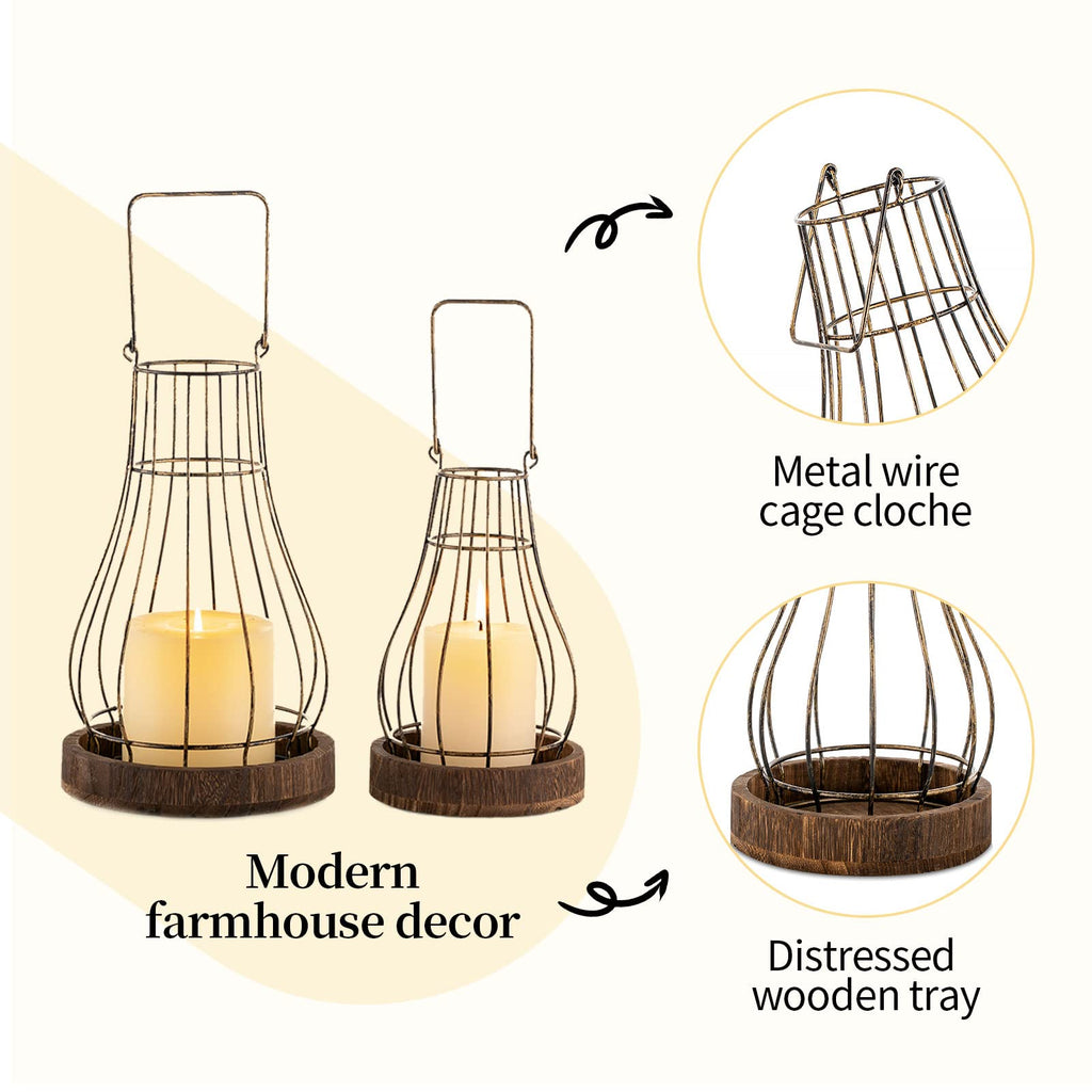 Lantern Rustic Farmhouse Decor, Set of 2