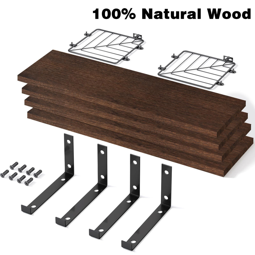 3+1 Tier Bathroom Floating Shelves Over Toilet, Dark Brown