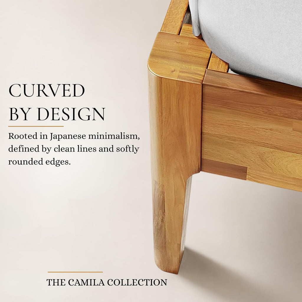 Camila 14'' Luxury Acacia Wood Bed Frame - Heavy Duty Platform, Japanese Joinery Bed Frame, No Box Spring
