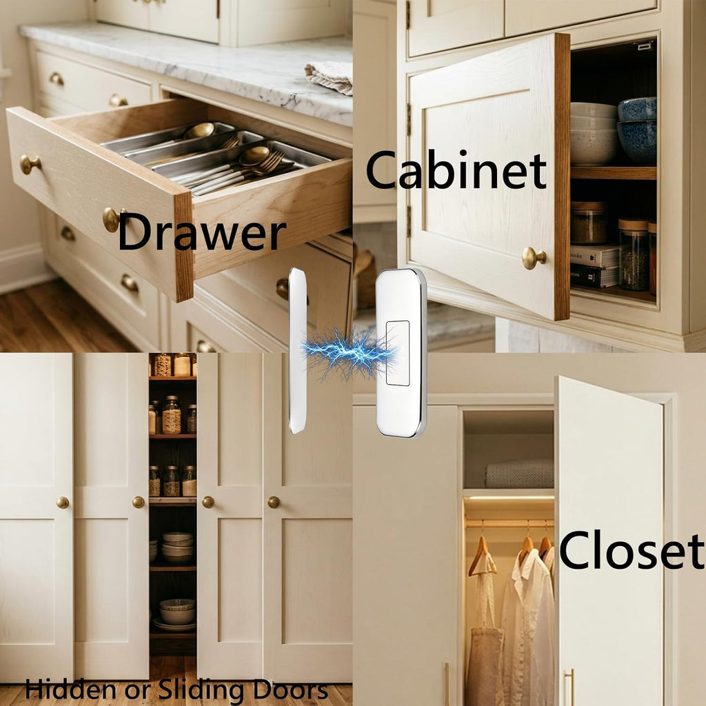 8 Pack Magnetic Cabinet Door Catch, No Drill Adhesive Magnets with Soft Felt Pad, Ultra Thin Quiet Close Anti-Scratch