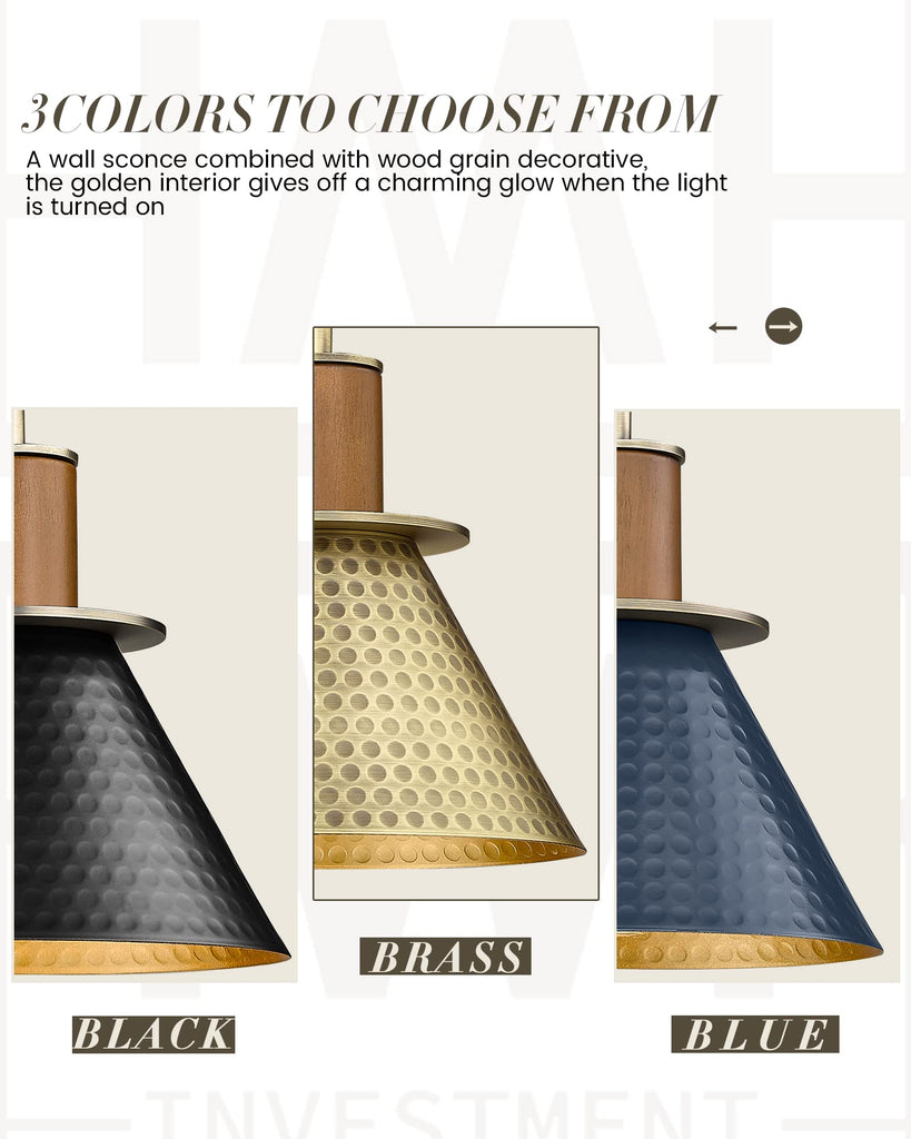 Antique Brass Wall Sconce, HWH Hammered Barn Wall Light Fixtures, 1-Light Single Sconce Vanity Light, Farmhouse Wall