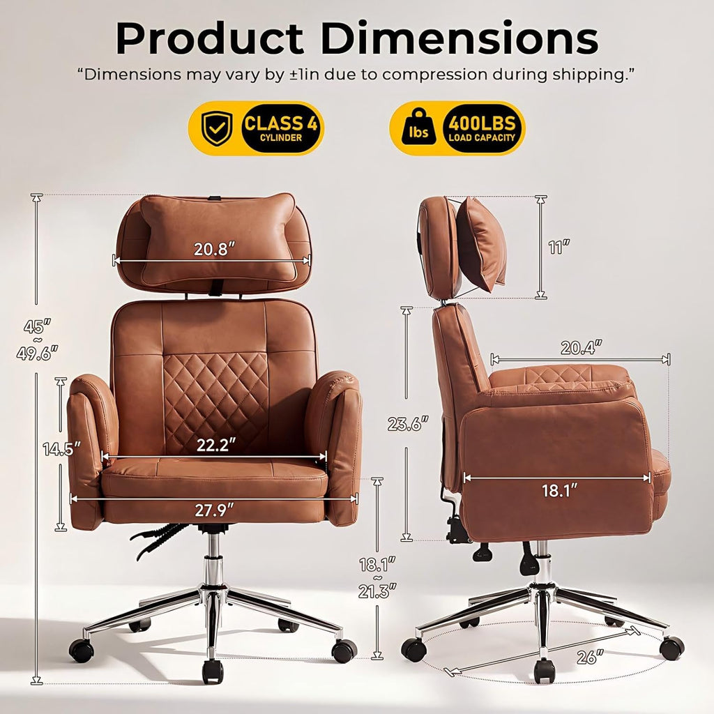 Big and Tall - Criss Cross Leather High Back Executive with Armrests & Wheels, Ergonomic Computer Gaming Desk Chair