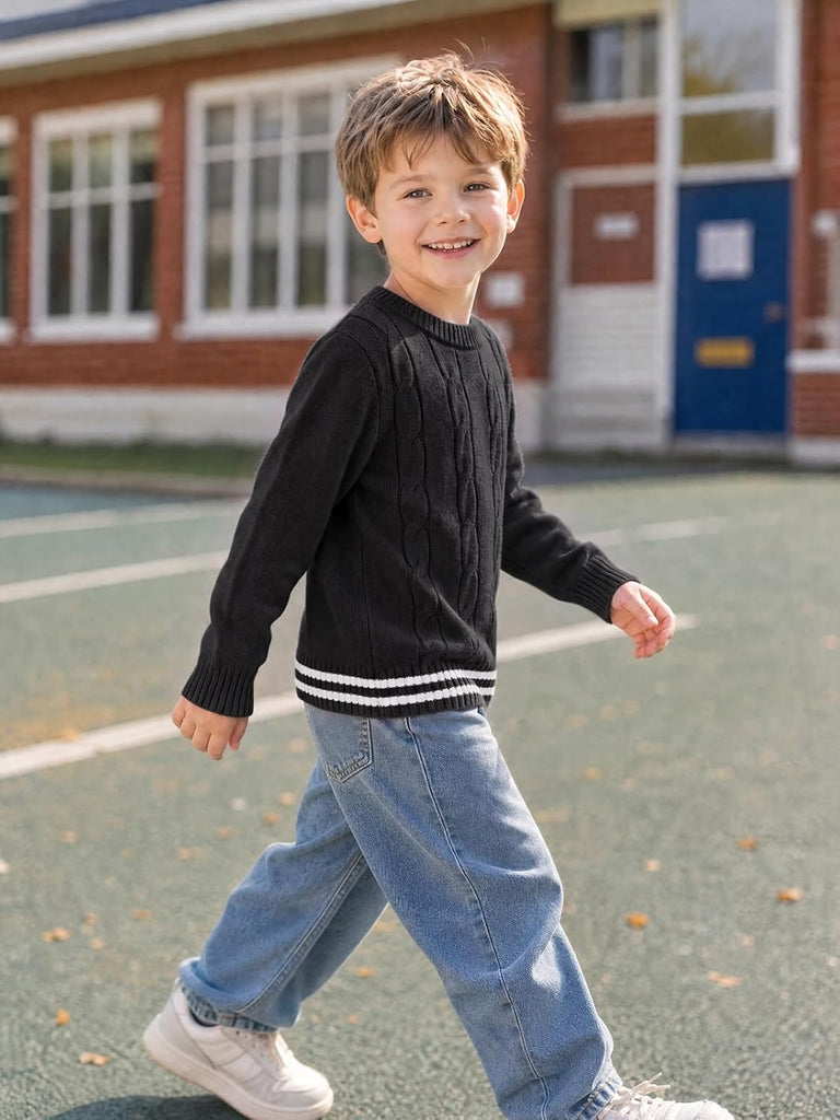Toddler Baby Boy Cable Knit Sweater Long Sleeve Pullover Tops
