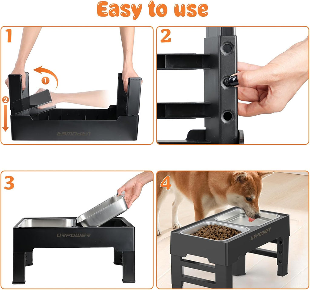 Raised Dog Bowls 4 Height Adjustable Elevated Bowl Stand