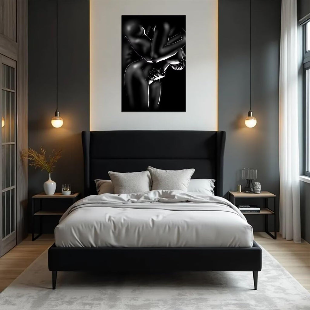 Sexy Wall Art Black and White Naked Woman and Man Pictures Abstract Canvas Prints Bathroom Party Wall Decoration