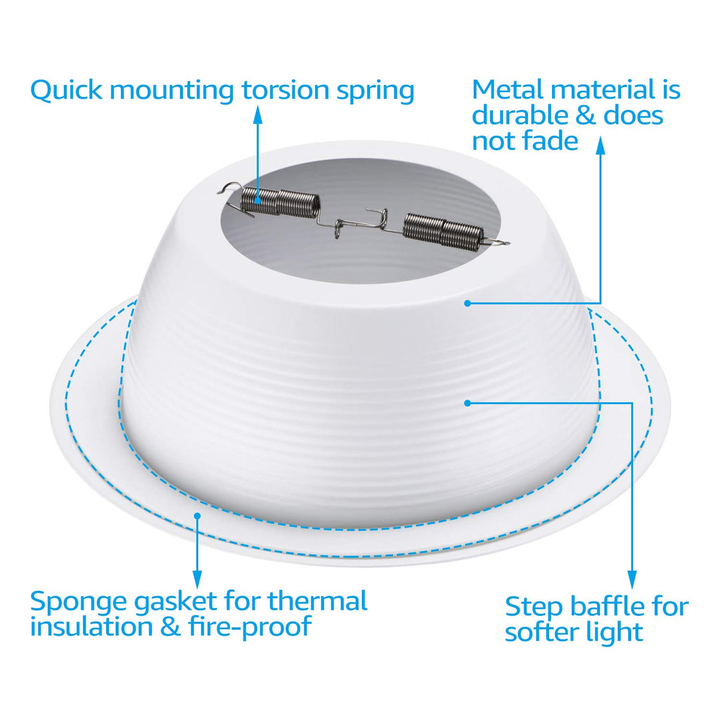 6 Inch Integrated Can Light Trim, White