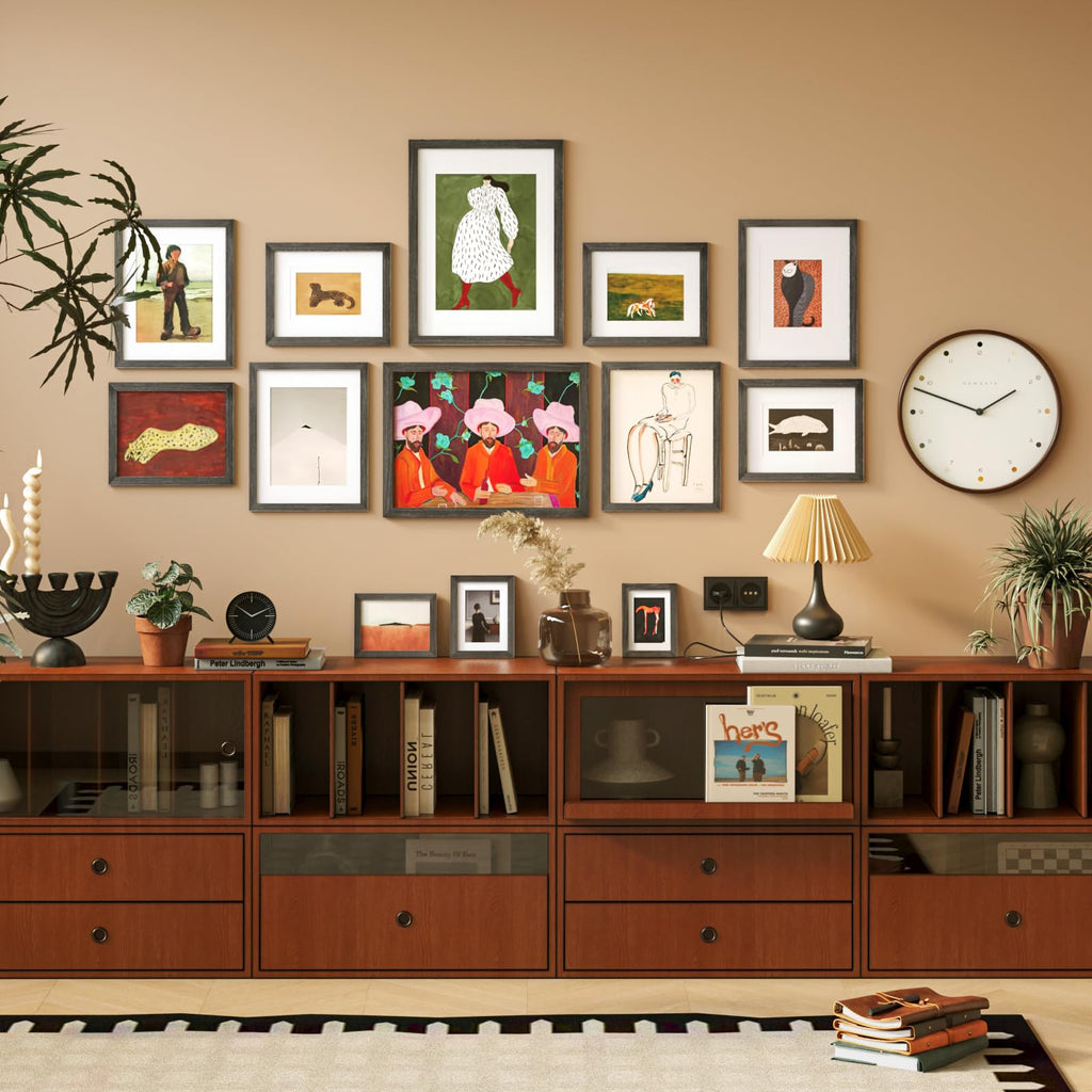 5x7 Picture Frame Ash Black, Solid Wood Frames with Acrylic Plexiglass for 3.5x5/4x6 with Mat or 5x7 without Mat
