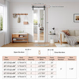 Bifold Barn Doors Double 15x84 with Mirror for Closet,White,Hardware Included