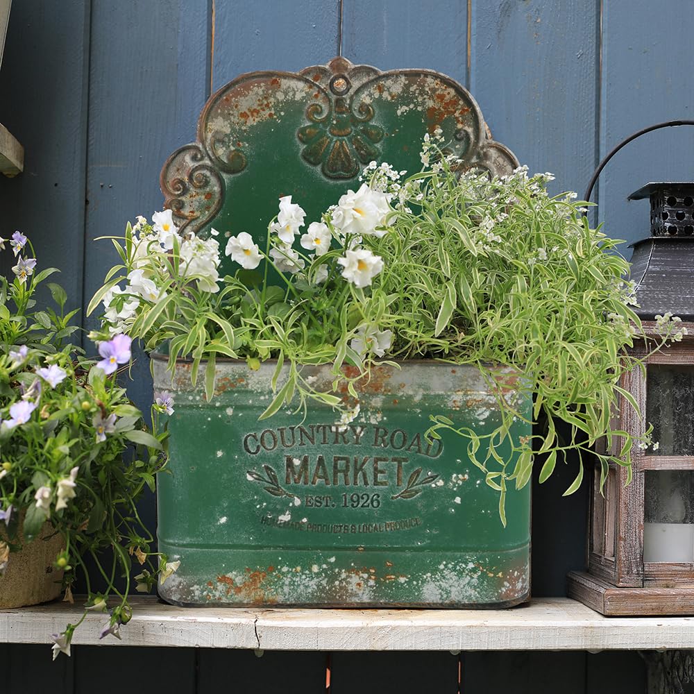 Metal Wall Planter Outdoor Wall Hanging Planter Rustic Wall Mount Planter Outdoor Wall Planter for Farmhouse Garden