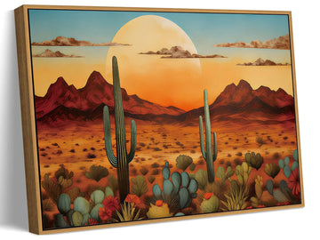 Framed Western Wall Art Desert Sunset Landscape Canvas Prints