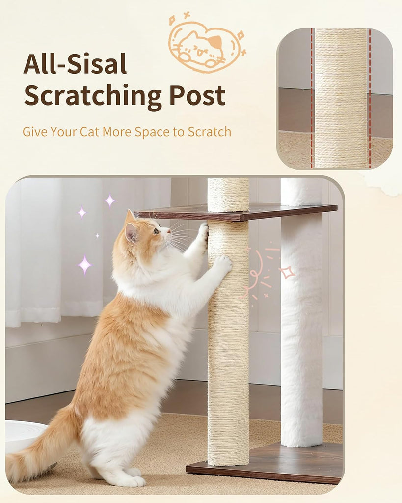 Cat Tree, 70.5" Wood Tall Cat Tower for Large Indoor Cats