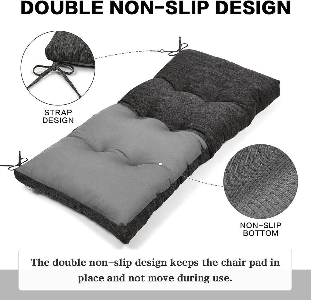 48 Inch Classic Solid Color Bench Cushion with Ties, Super Soft Indoor Outdoor Rectangle Bench Seat Cushion Standard