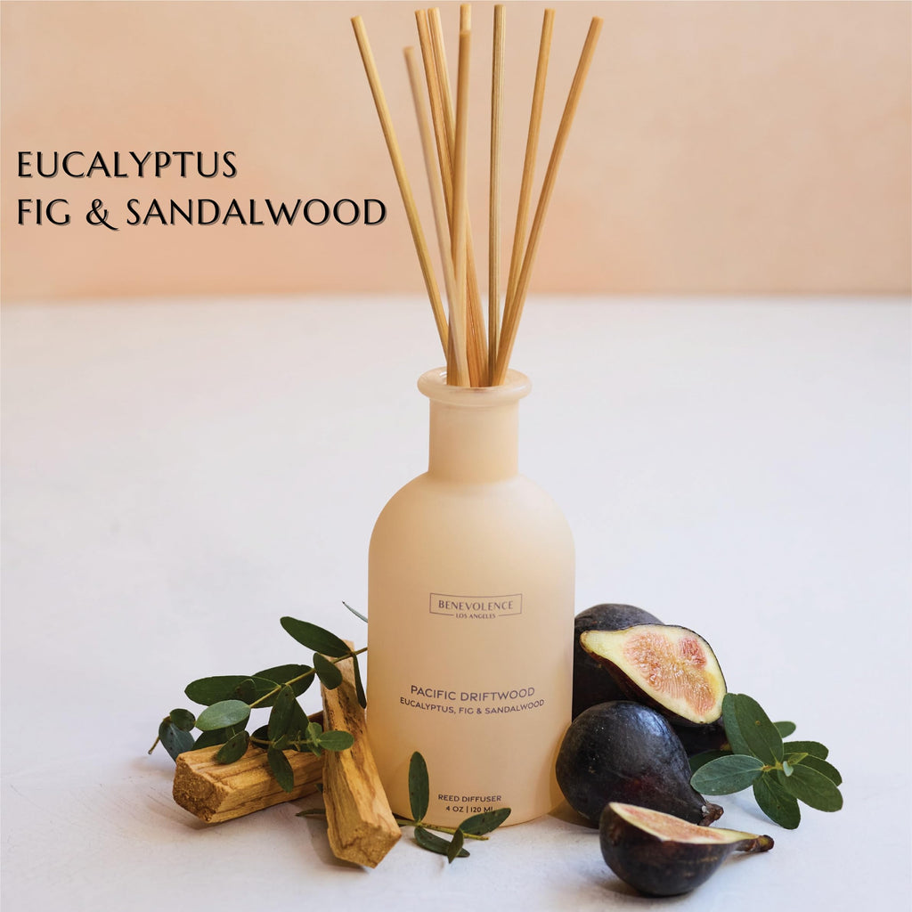 Reed Diffuser | Eucalyptus, Fig & Sandalwood | Elegant Home & Bathroom Decor | Fragrance Diffuser with Sticks