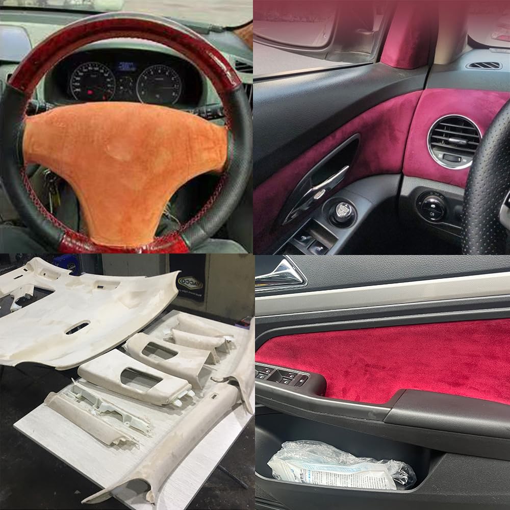 Premium Black Suede Fabric Wrap Suede Wrap for Car Interior - Self-Adhesive Microfiber and Synthetic Leather