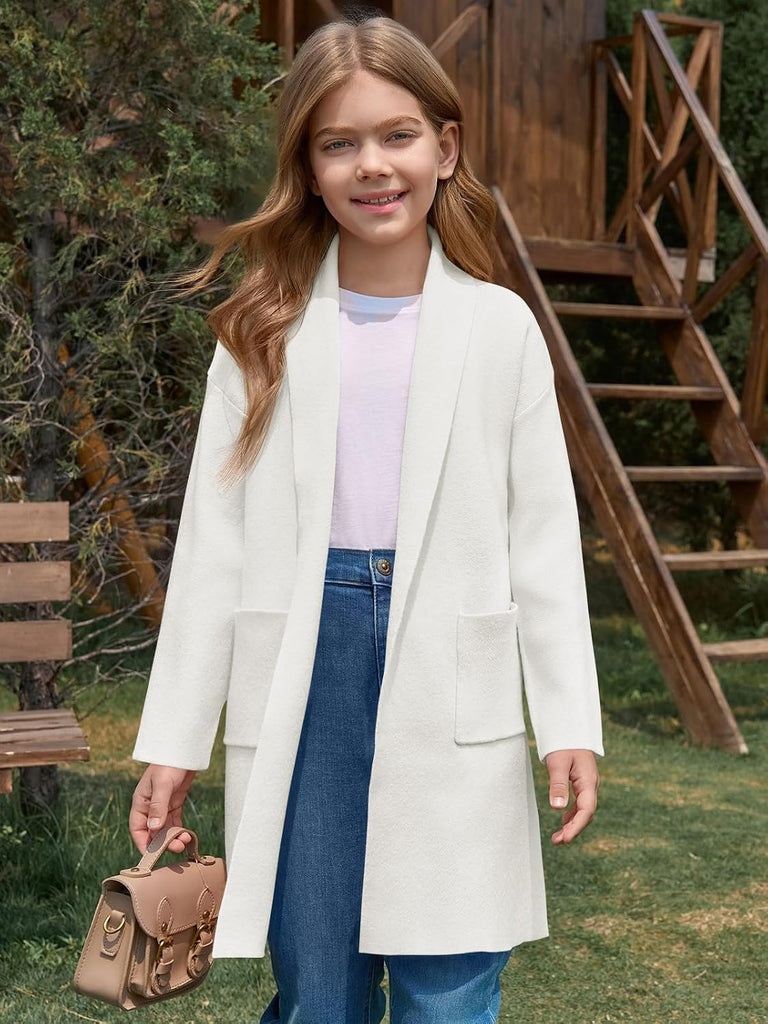Girls Long Cardigan Sweaters Oversized Open Front Outerwear