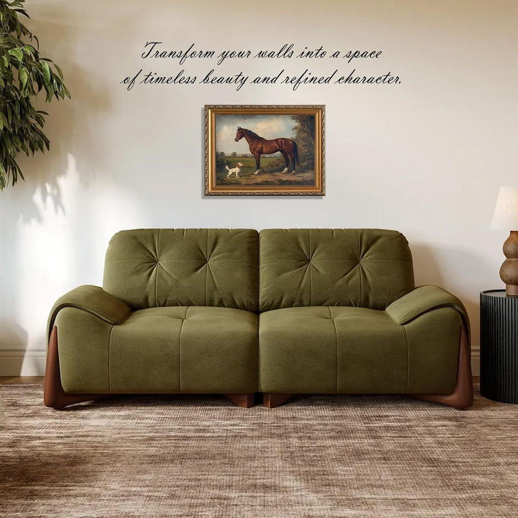 Classic Horse Wall Art Prints, Vintage Western Canvas Prints, Vintage Rustic Farmhouse Decor, Antique Gold Framed Art