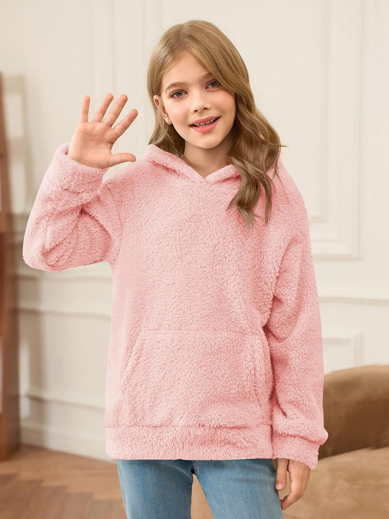Toddler Girls Fuzzy Fleece Hoodies Kids Pullover Sweatshirts