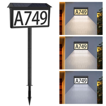 Solar Address Sign, House Numbers for Outside Light Up Waterproof