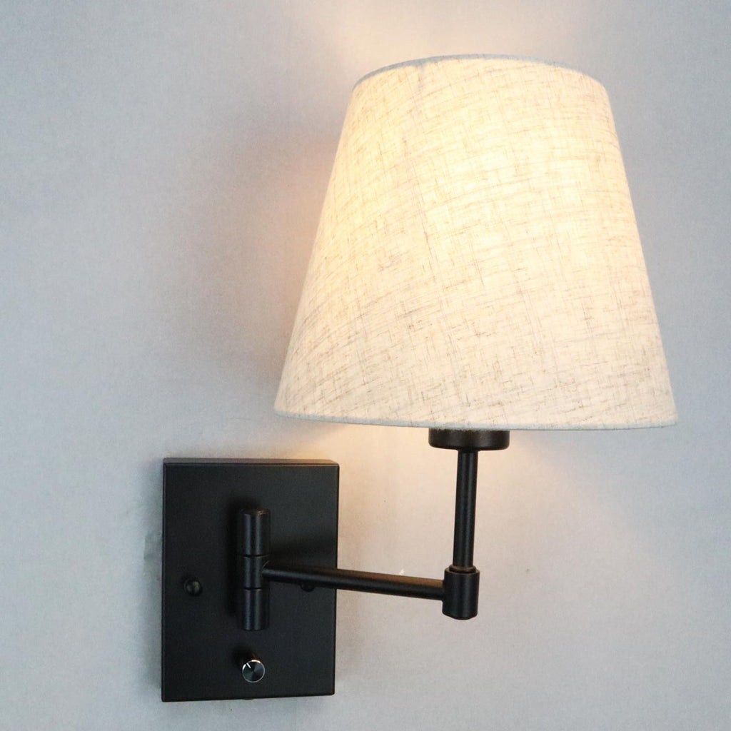 Swing Arm Wall Sconces Set of Two Modern Black Sconce Light Plug in Wall Sconce with Shade, Black Swing Arm Wall Lamp