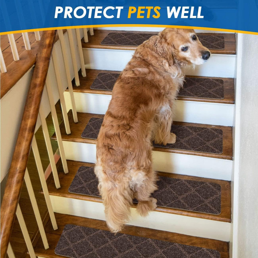 15 Pack Carpet Stair Treads for Wooden Steps, Indoor Rugs 8" X 30" | Non Slip Stair Runners with Self-adhesive