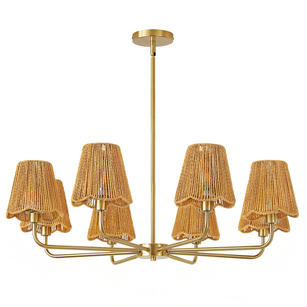 Rattan Chandelier Gold Boho Chandelier