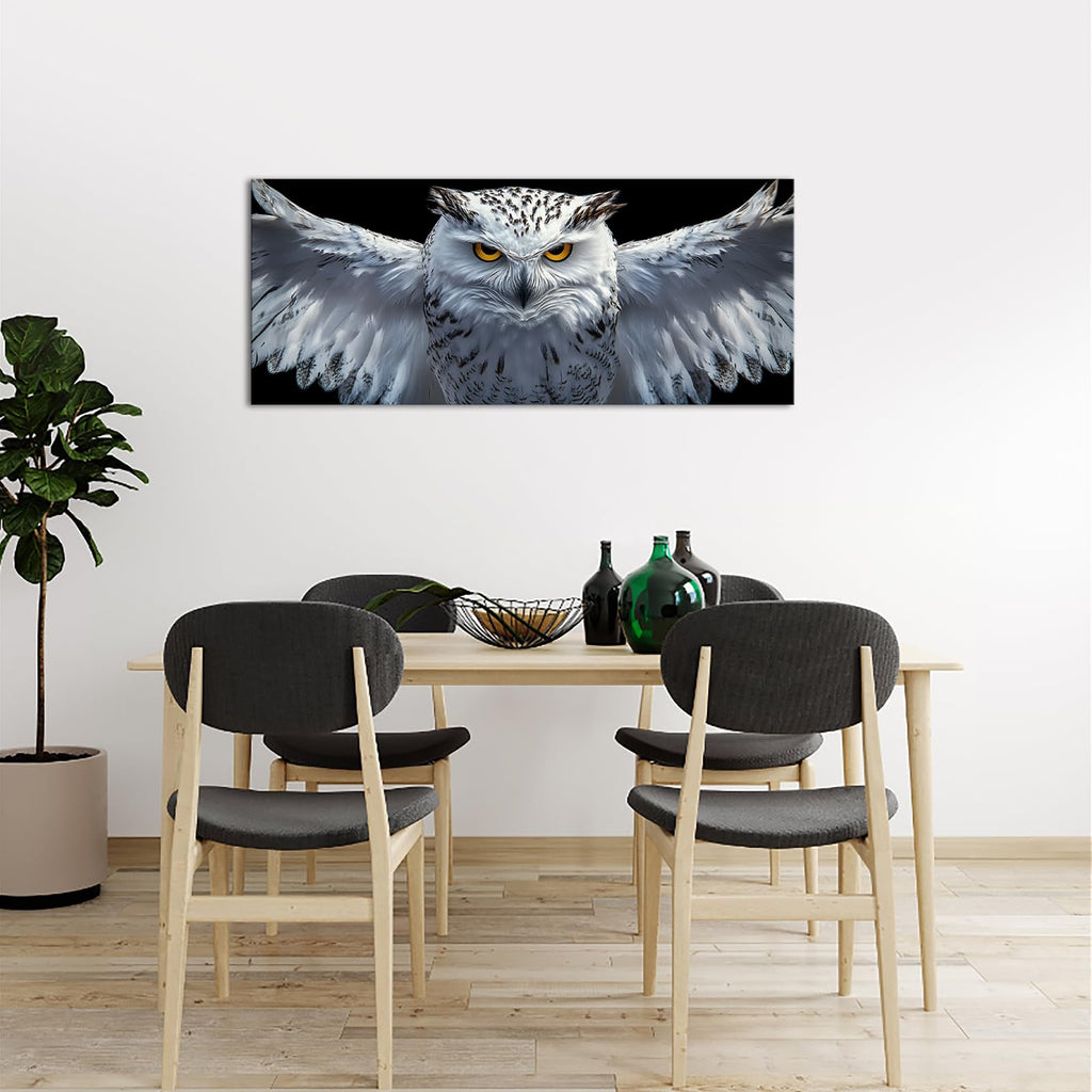 5 Pieces Large Snow Owl Wall Art Canvas Prints Owl Pictures Black and White Birds Animal Portrait Paintings Modern