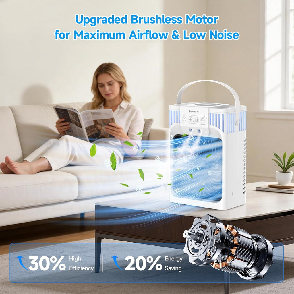 Portable Air Conditioners with Remote, 4-IN-1 Personal Evaporative Air Cooler with 3 Speeds & 3 Mist, 7