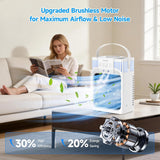 Portable Air Conditioners with Remote, 4-IN-1 Personal Evaporative Air Cooler with 3 Speeds & 3 Mist, 7