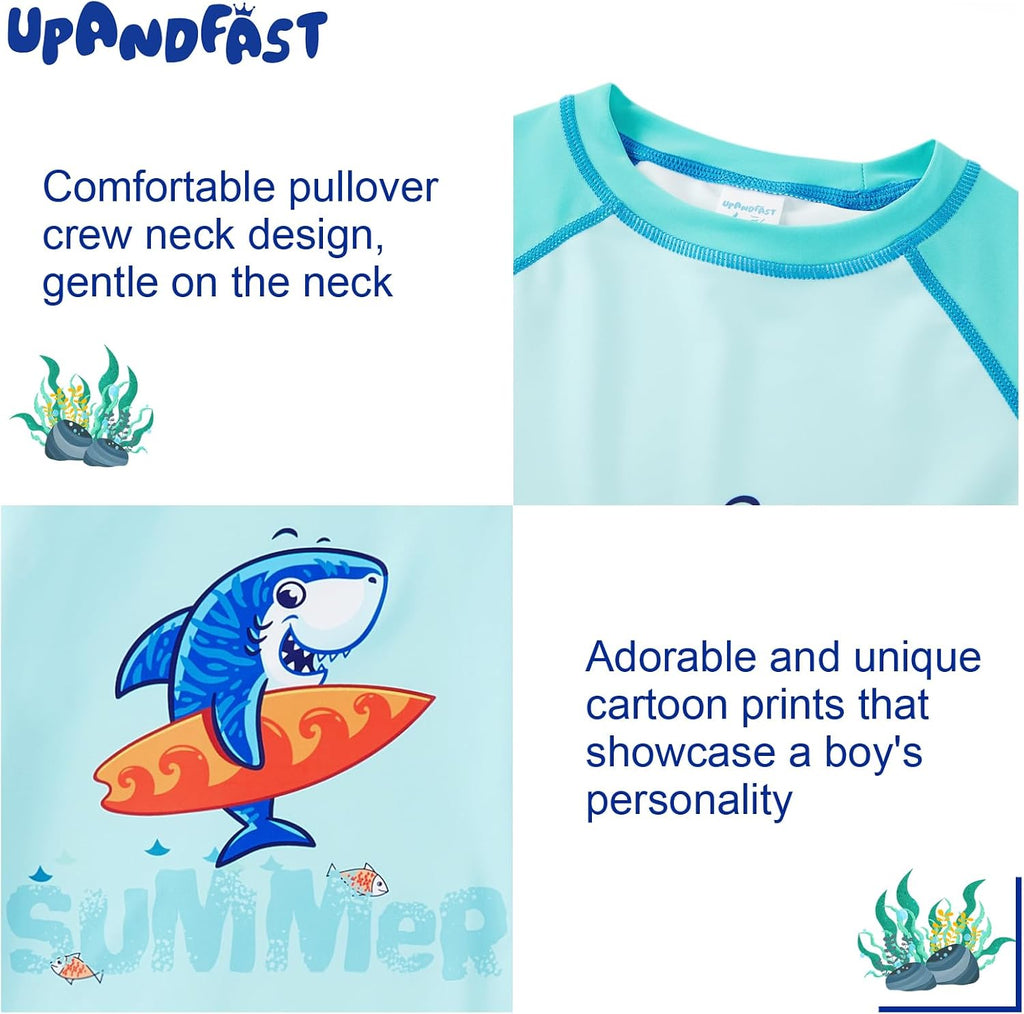 Boys Rash Guard Set UPF 50+ Long Sleeve Swimsuits