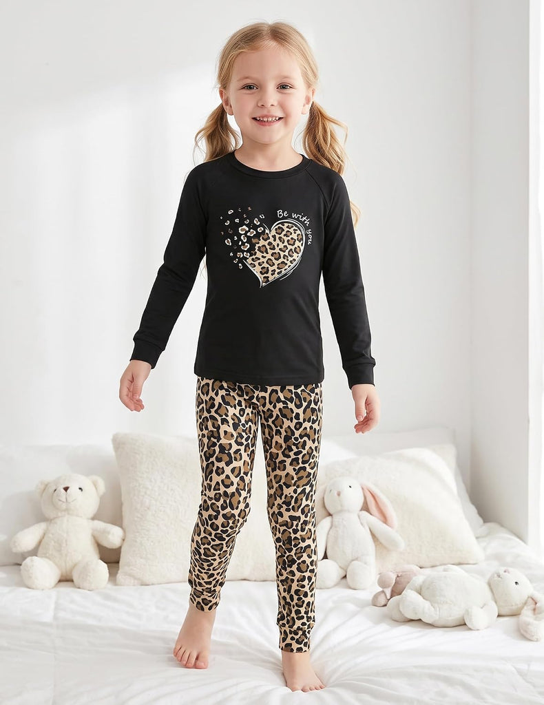 Girls Pajamas Long Sleeve Snug Fit Pjs Set Kids Cute Sleepwear