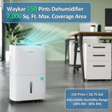150 Pints 2025 Energy Star Dehumidifier with Pump for Spaces up to 7