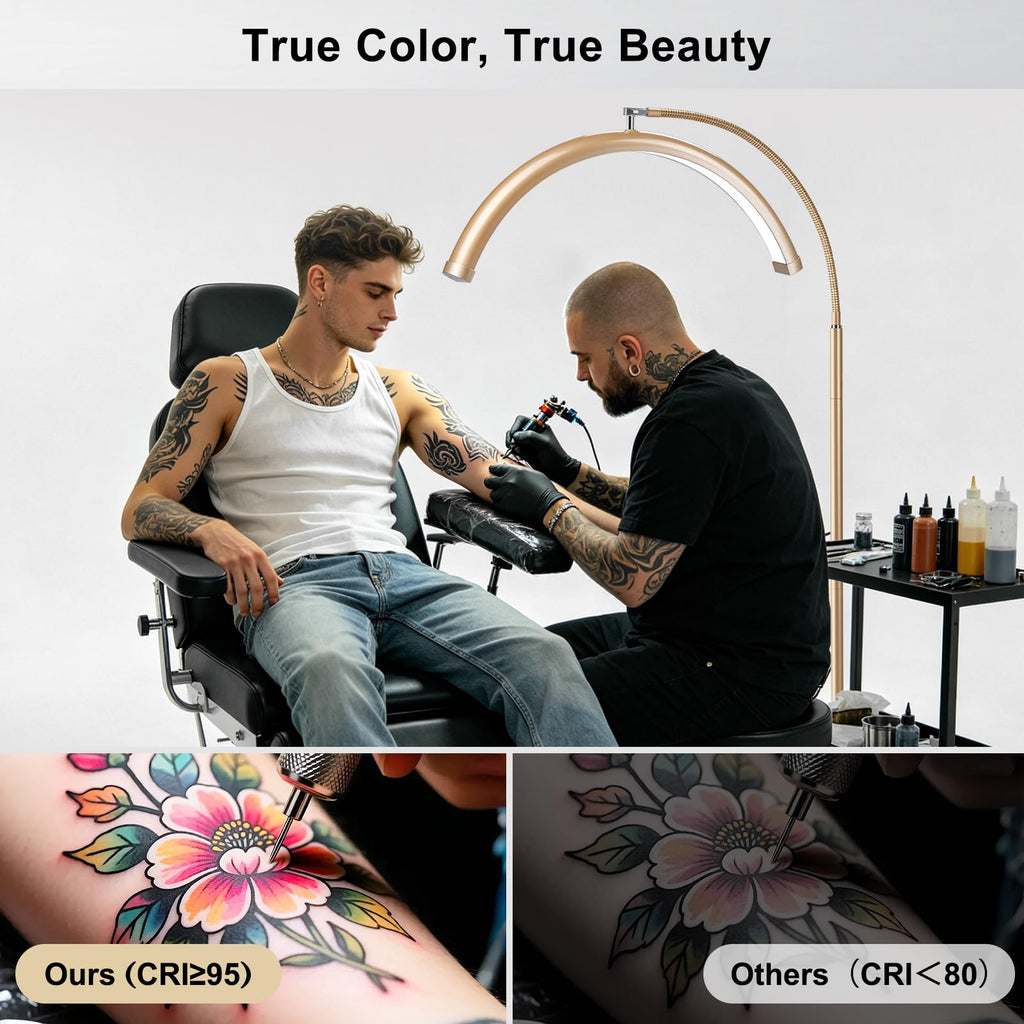 Half Moon LED Floor Light - Professional Shadow-Free Lamp for Lash Techs, Estheticians & Tattoo Artists | Remote
